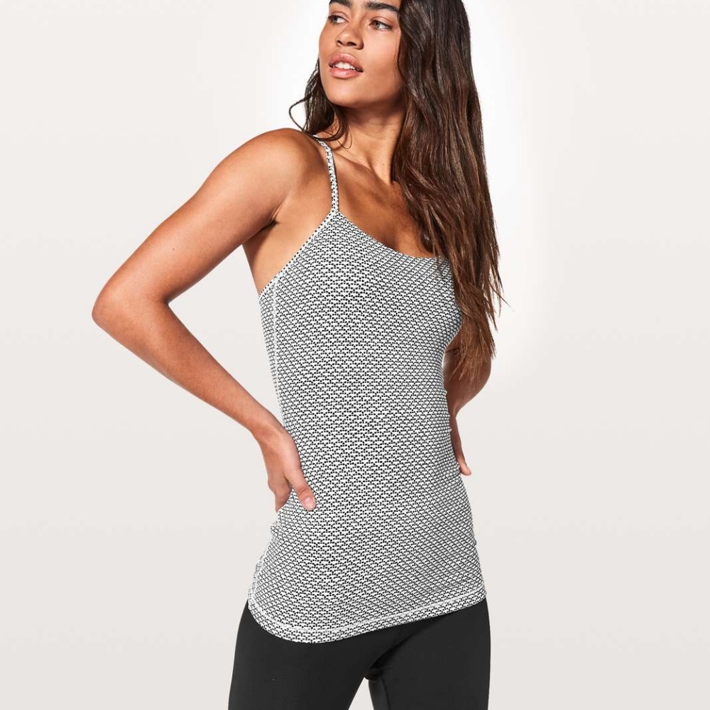 Lululemon Power Pose Tank Top Racerback Monochromic White & Black Size 12